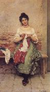 Eugene de Blaas THe Seamstress Germany oil painting artist